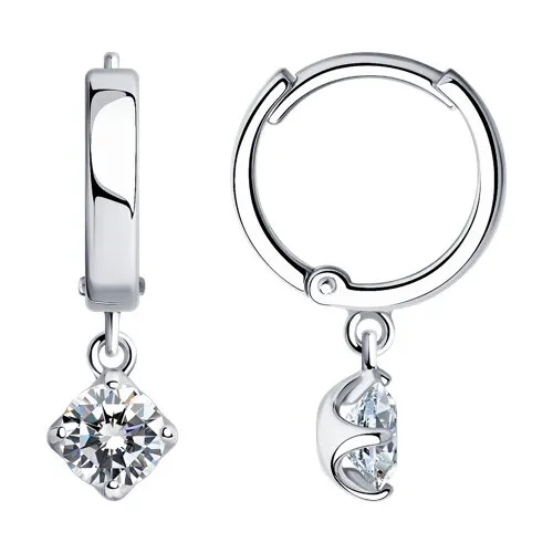 Cercei Creole din argint cu Cubic Zirconia Incolor