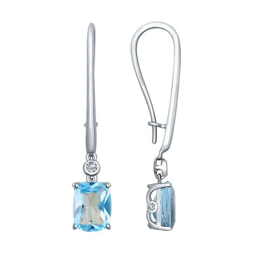 Cercei Suspendați din aur alb cu Cubic Zirconia Incolor, Topaz Swiss