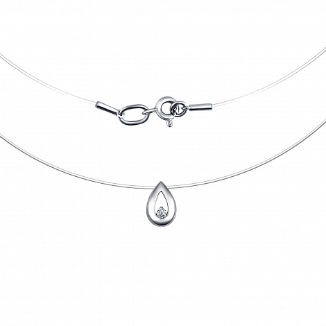 Colier din aur alb cu pietre Diamant, Fir transparent
