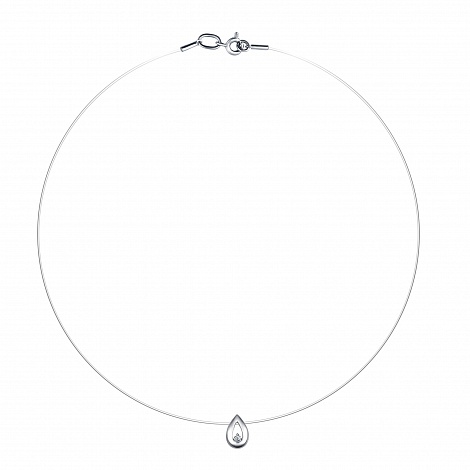 Colier din aur alb cu pietre Diamant, Fir transparent