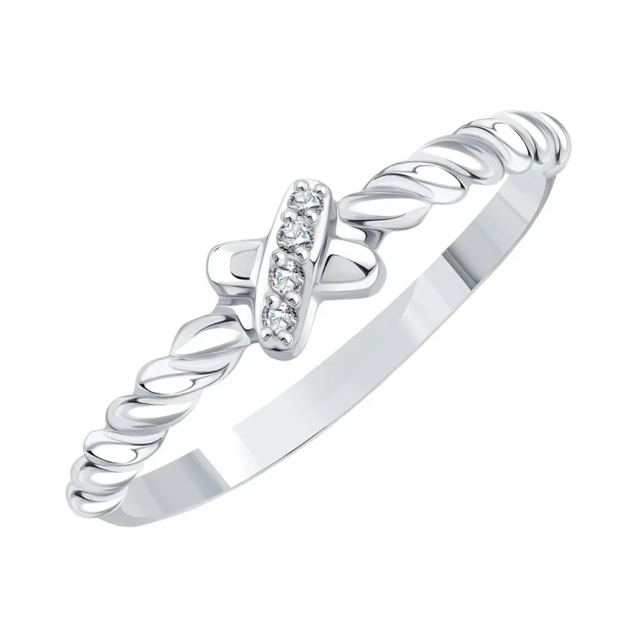 Inel din aur alb cu Cubic Zirconia Incolor