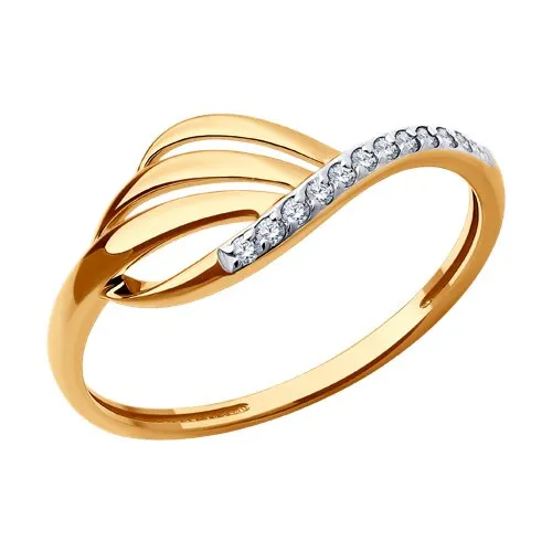 Inel din aur roșu cu Cubic Zirconia Incolor