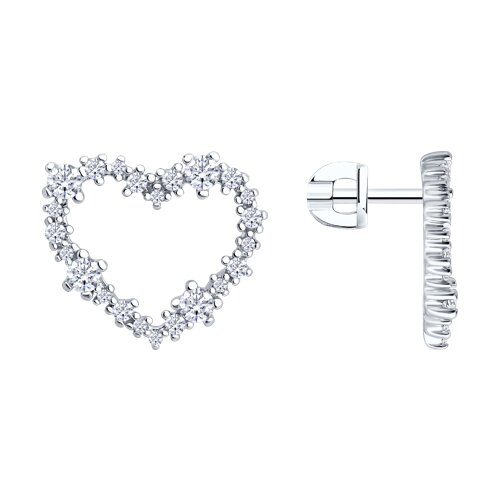 Серьги Пусеты из серебра с камнями Фианит