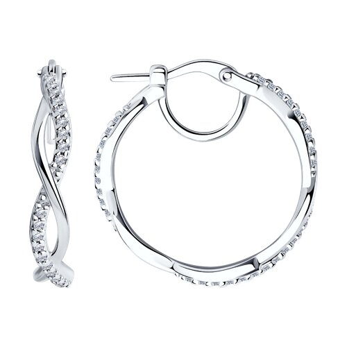 Cercei Creole din argint  cu pietre Cubic Zirconia Incolor