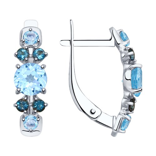 Серьги из белого золота с камнями Топаз Swiss, Топаз London