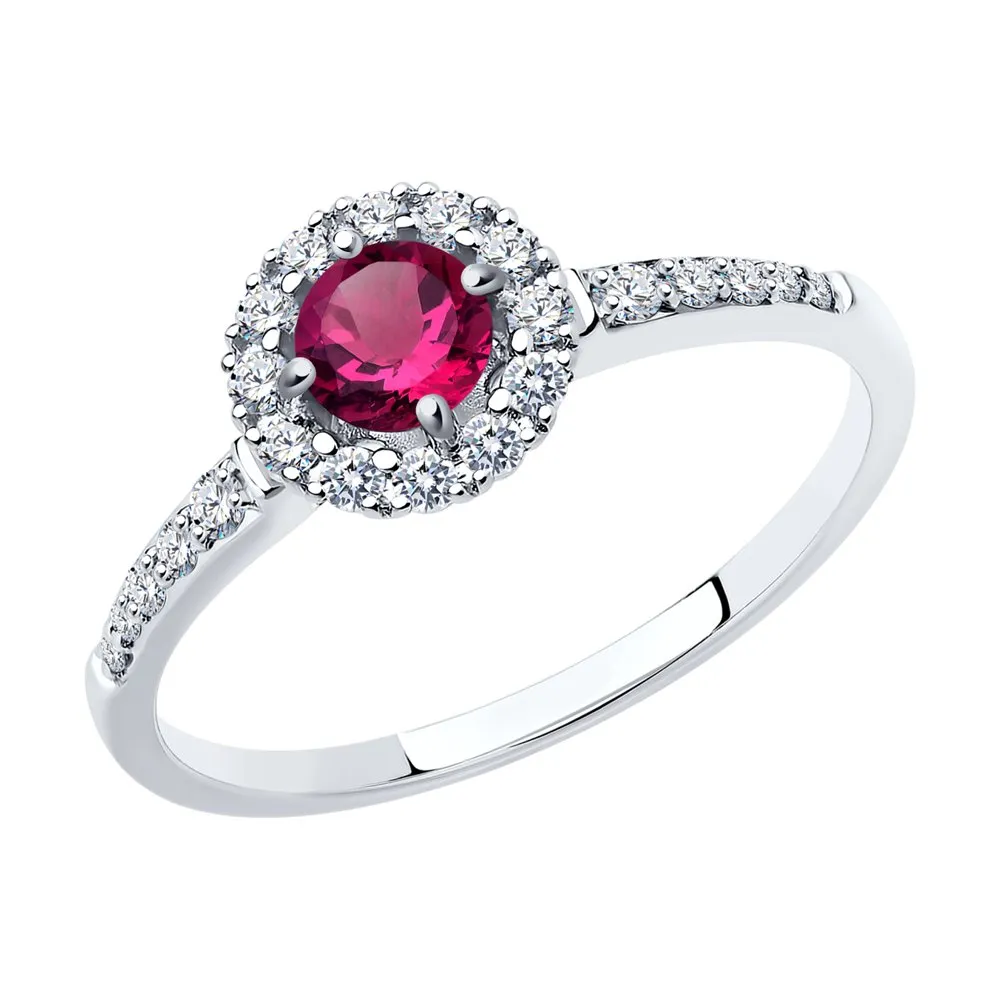 Inel din aur alb cu Diamant, Rubin
