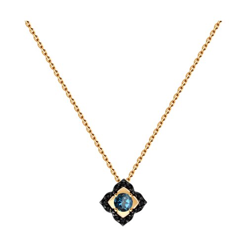 Colier din aur roșu cu pietre Cubic Zirconia Negru, Topaz London