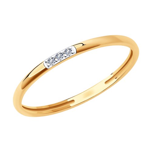 Кольцо из красного золота с камнями Бриллиант Swarovski (синт.)