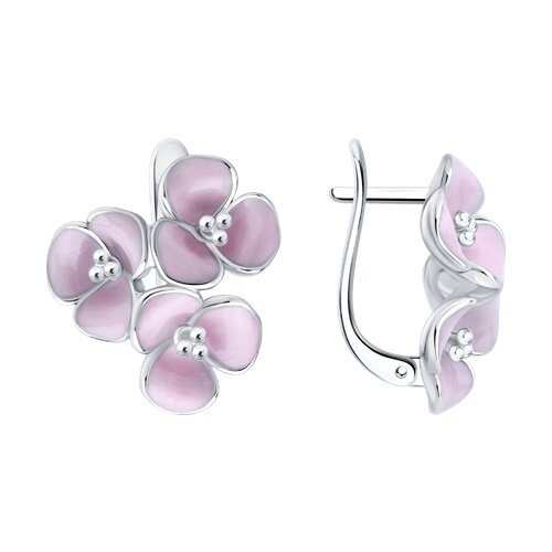 Серьги из серебра с камнями Эмаль