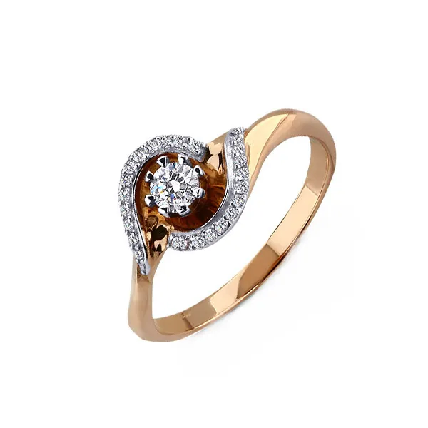 Inel din aur roșu cu Cubic Zirconia Incolor
