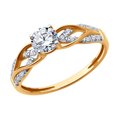 Inel din aur roșu cu pietre Cubic Zirconia Incolor