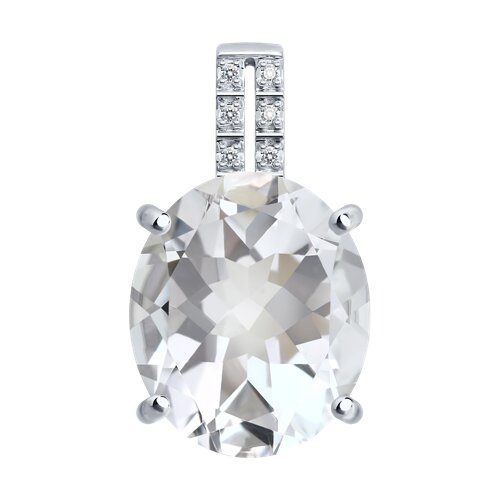 Подвеска из белого золота с камнями Бриллиант, Горный хрусталь