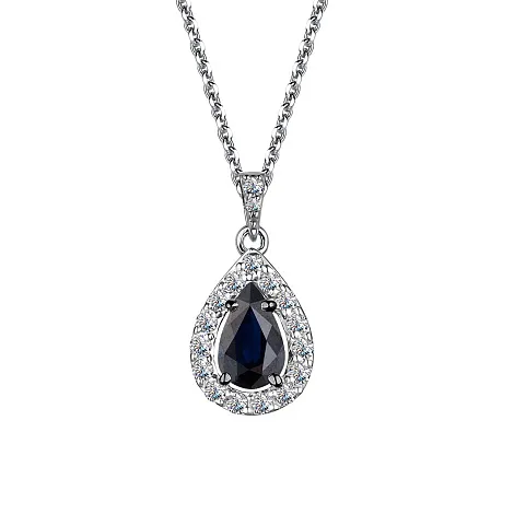 Colier din aur alb cu Diamant, Safir