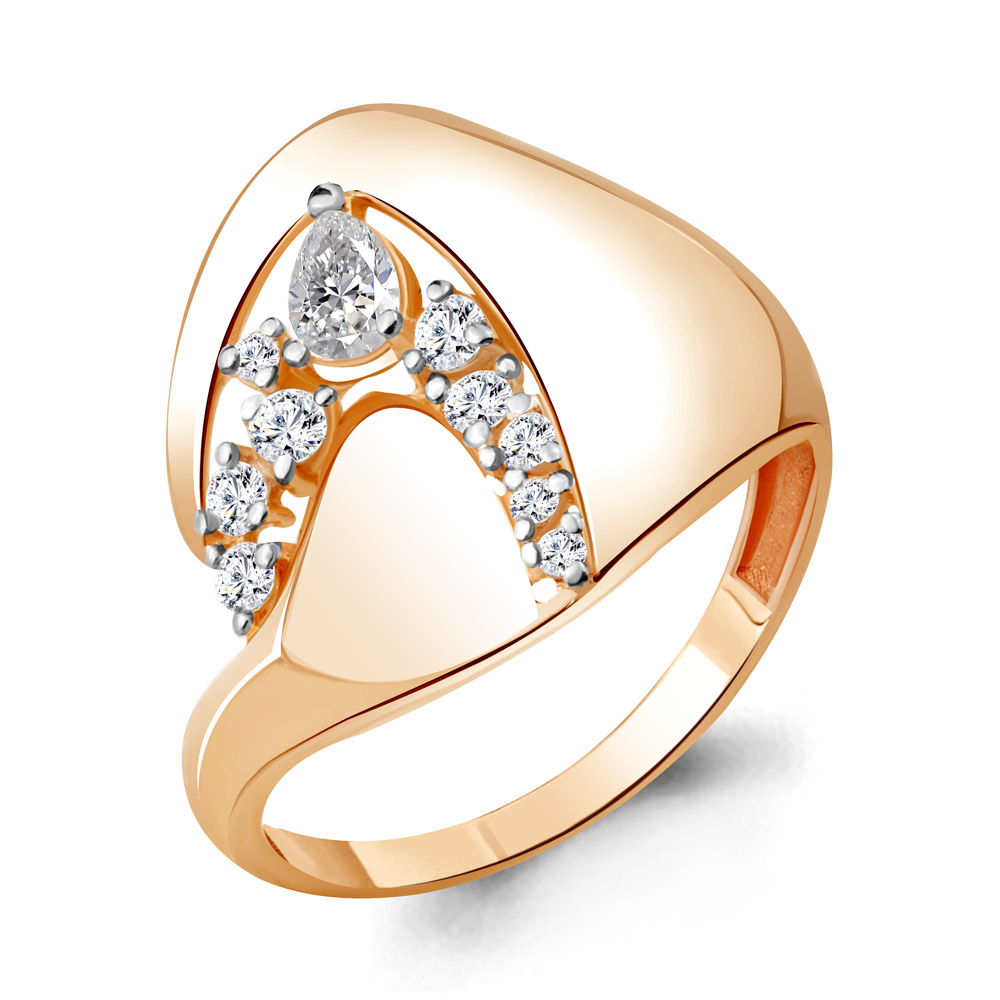 Inel din aur roșu cu pietre Cubic zirconia