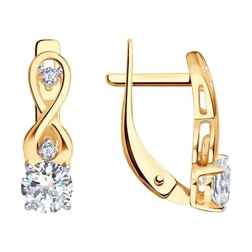 Cercei din aur roșu cu Cubic Zirconia Incolor