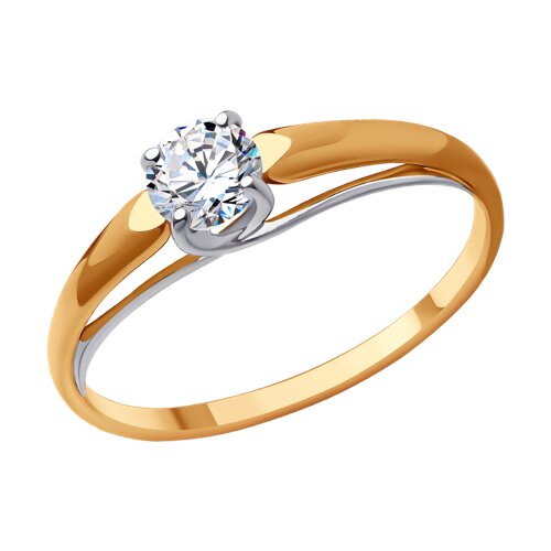 Inel din aur roșu cu pietre Cubic Zirconia Incolor