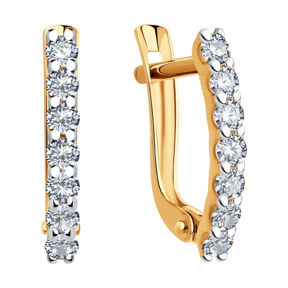 Cercei din aur roșu cu Cubic Zirconia Incolor