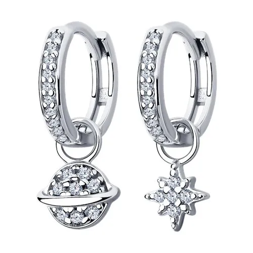 Cercei Creole din argint cu Cubic Zirconia Incolor