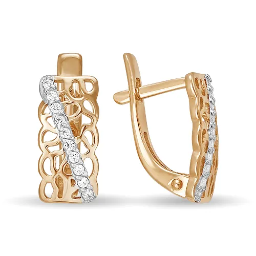 Cercei din aur roșu cu Cubic Zirconia Incolor