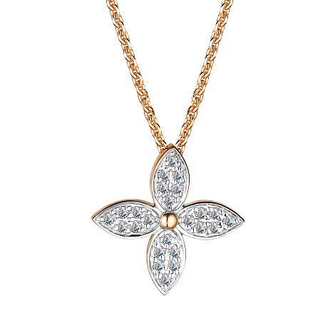 Colier din aur roșu cu pietre Diamant