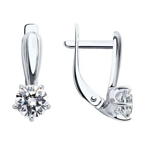 Cercei din aur alb cu Cubic Zirconia Incolor