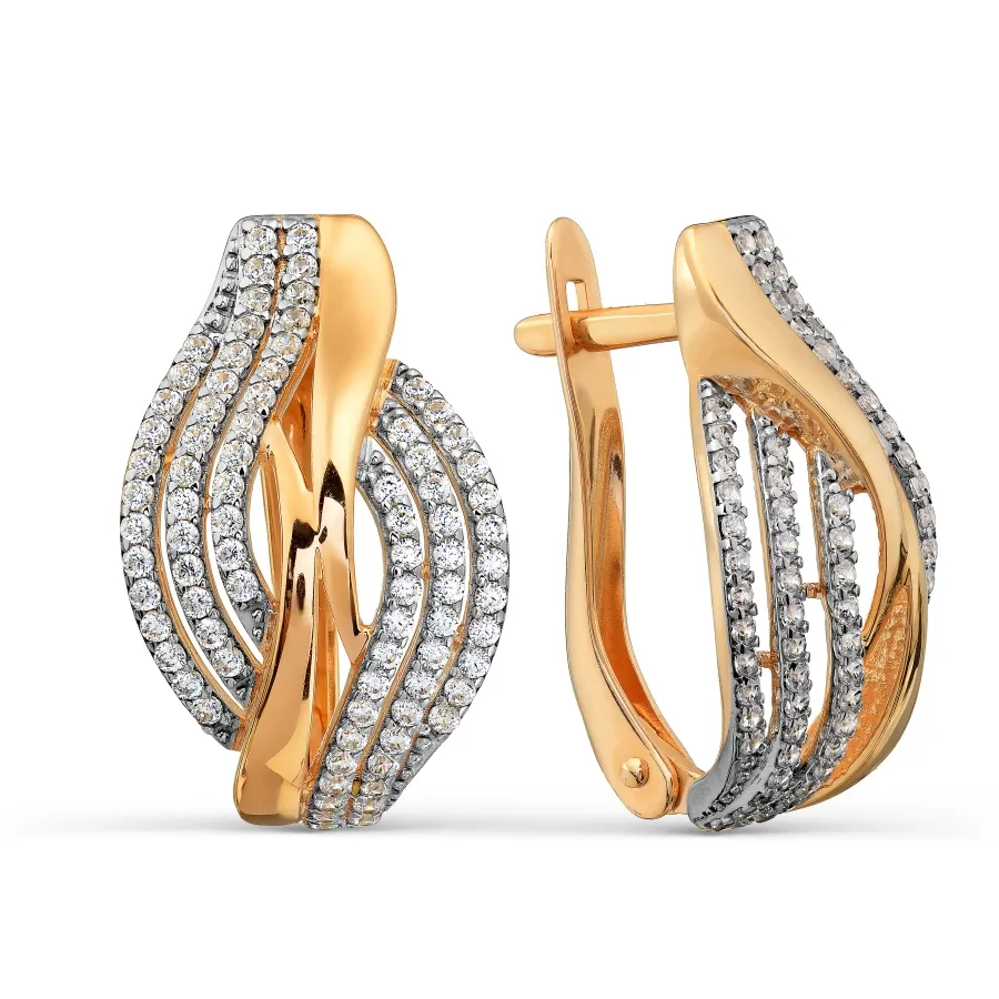 Cercei din aur roșu cu Cubic Zirconia Incolor