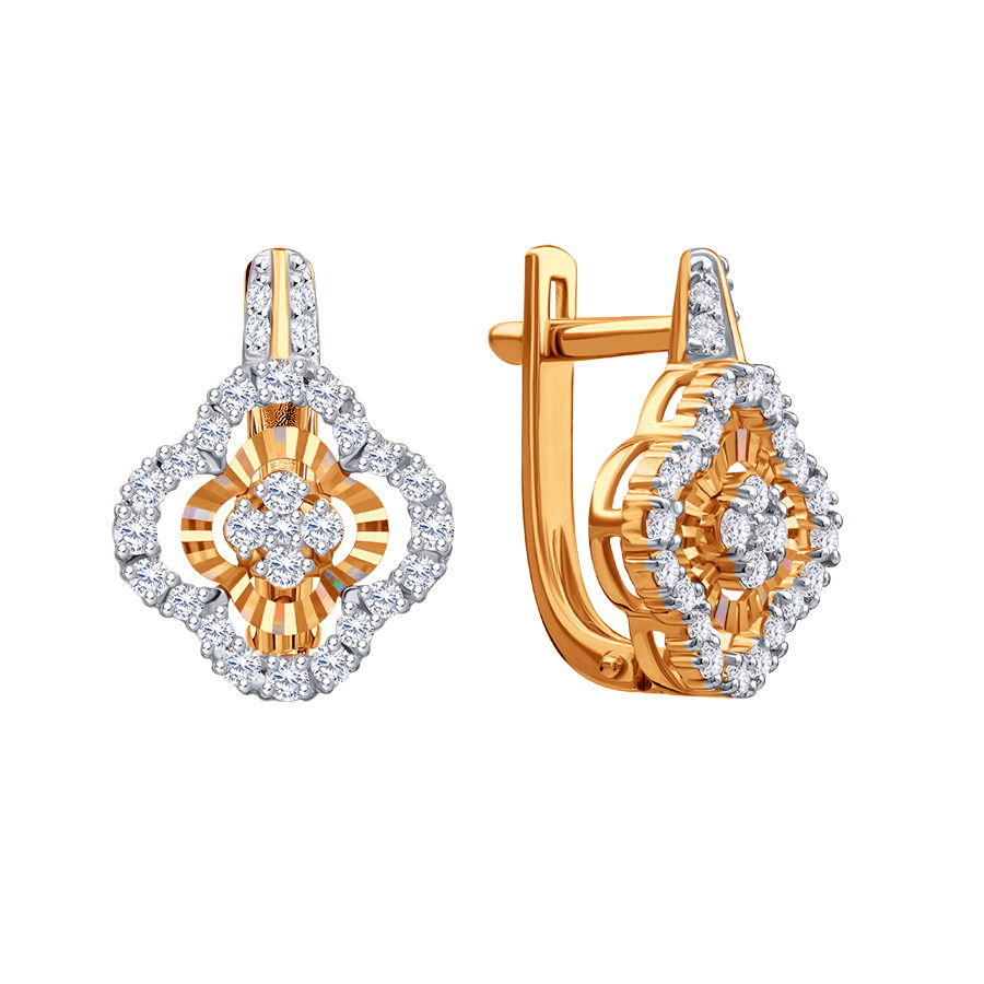 Cercei din aur roșu cu pietre Diamant