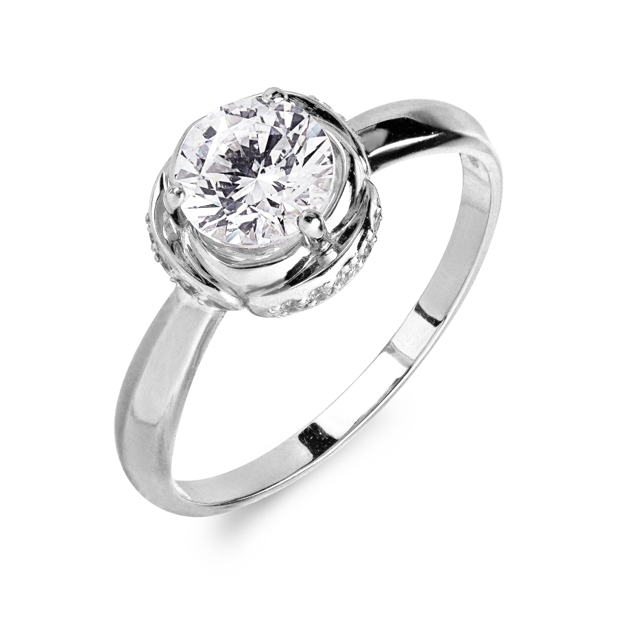 Кольцо из белого золота с камнями Swarovski