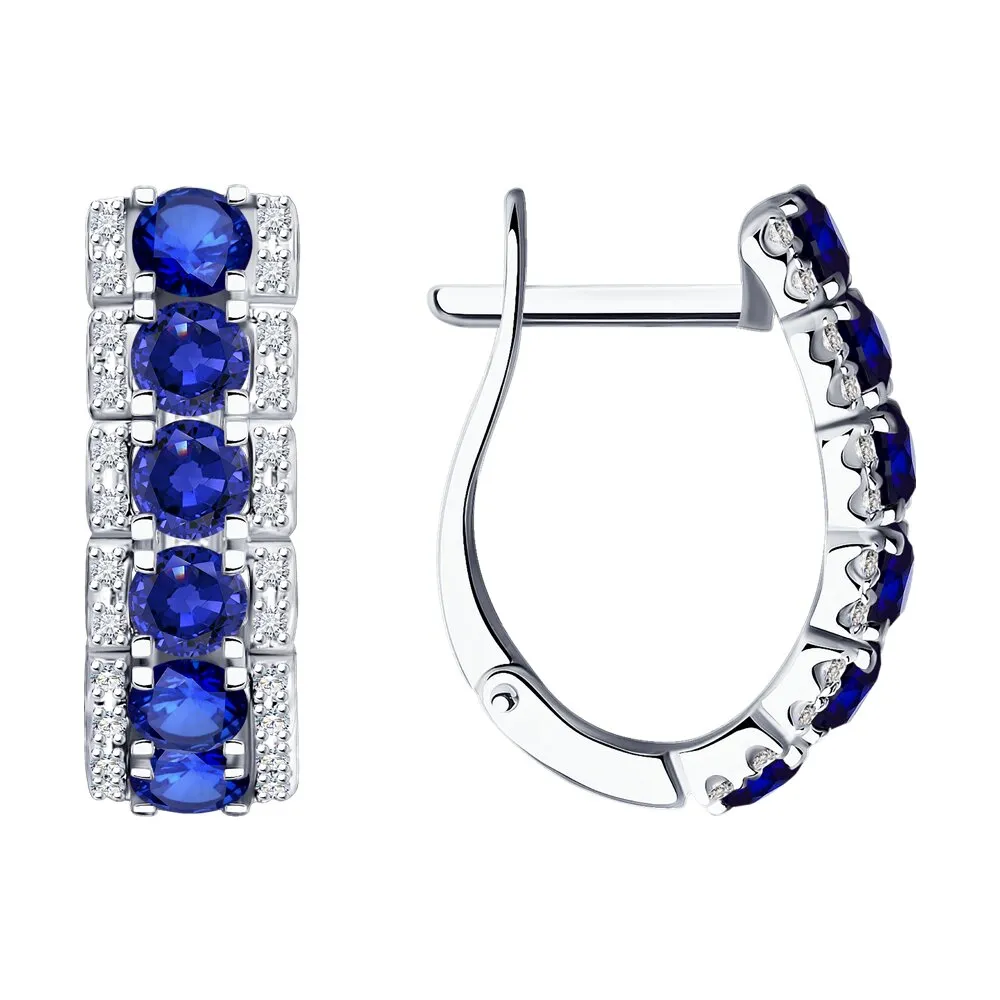 Cercei din aur alb cu Diamant, Safir