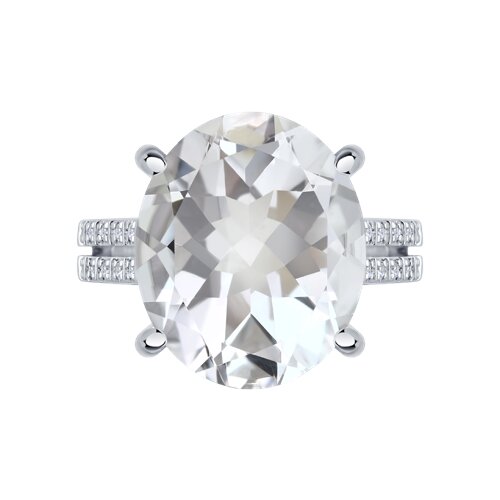 Inel din aur alb cu pietre Diamant, Cristal de munte