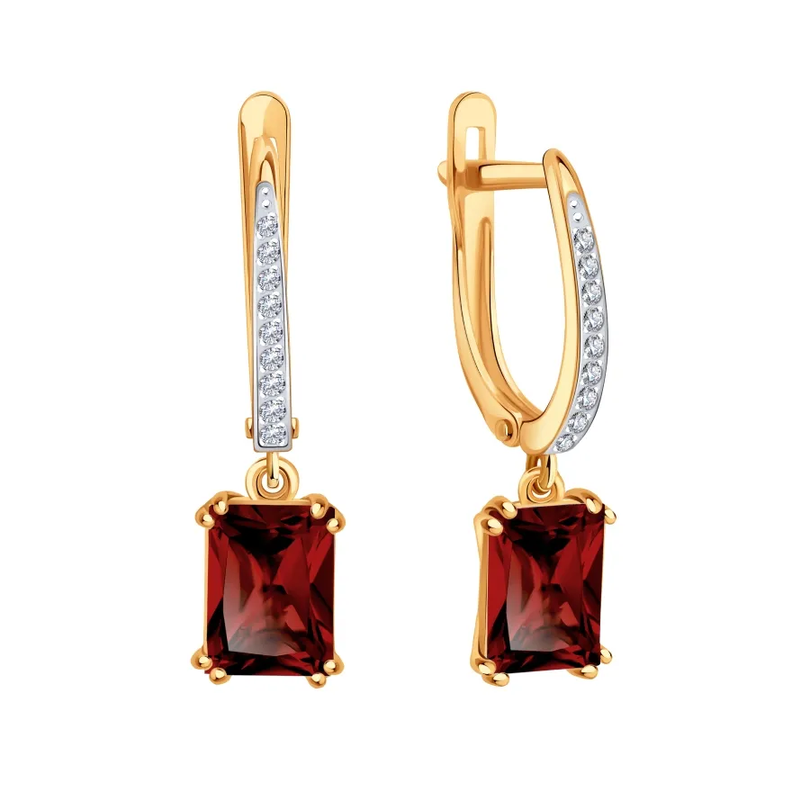 Cercei Suspendați din aur roșu cu Cubic Zirconia Incolor, Granat