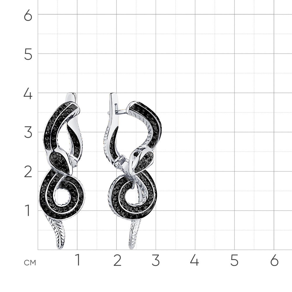 Cercei din aur alb cu pietre Cubic Zirconia Negru