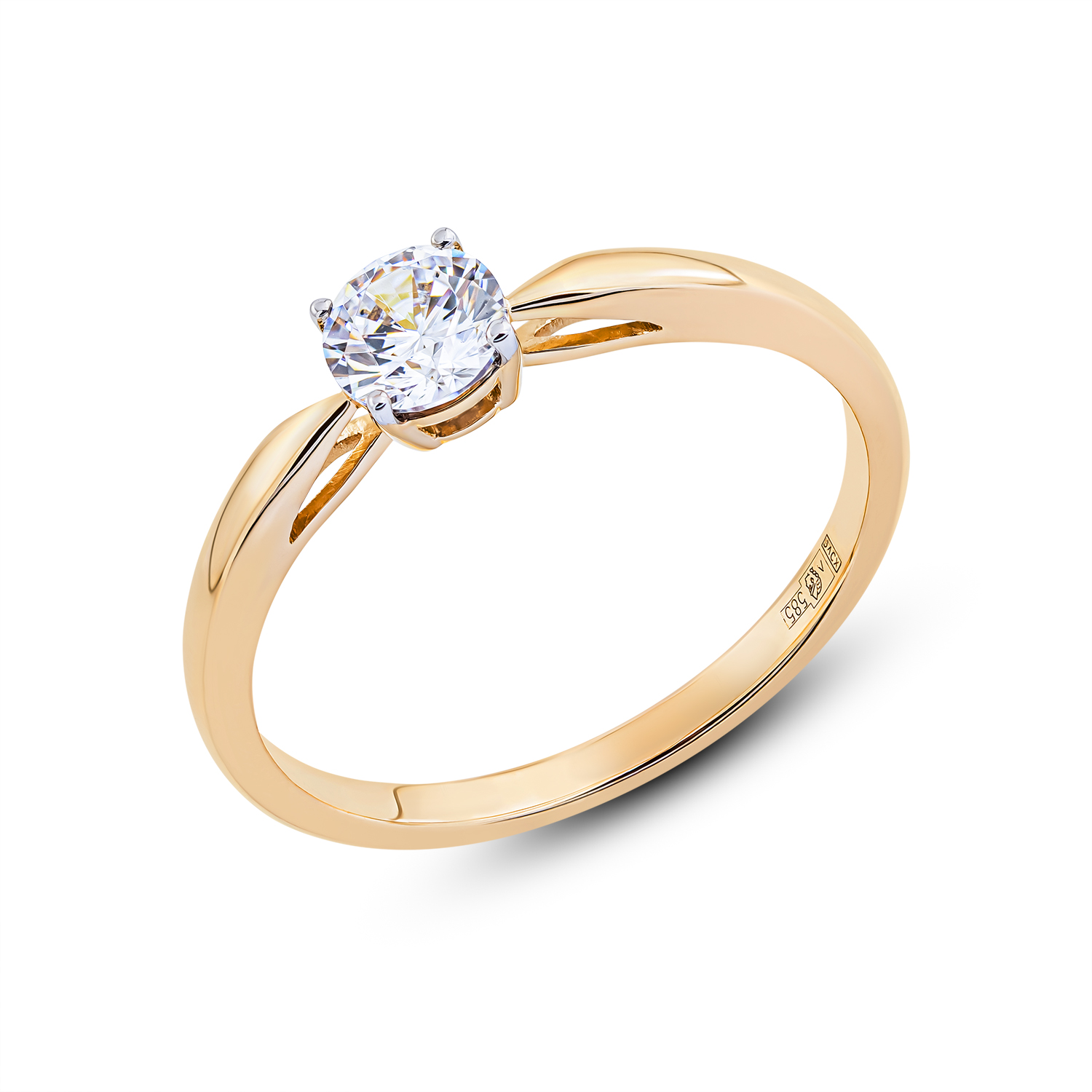 Inel din aur roșu cu pietre Cubic Zirconia Incolor