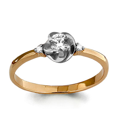 Кольцо из красного золота с камнями Фианит, Swarovski