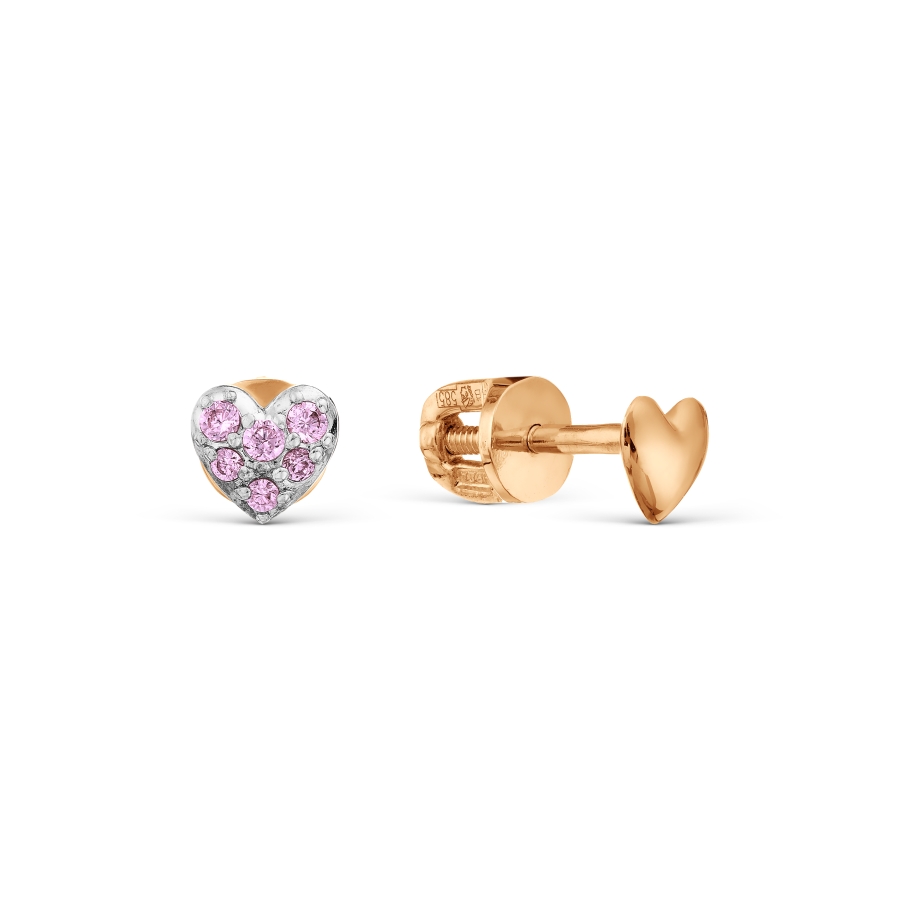 Cercei Pusete din aur roșu cu pietre Cubic Zirconia Roz