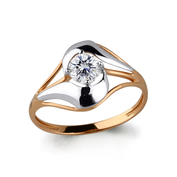 Кольцо из красного золота с камнями Swarovski