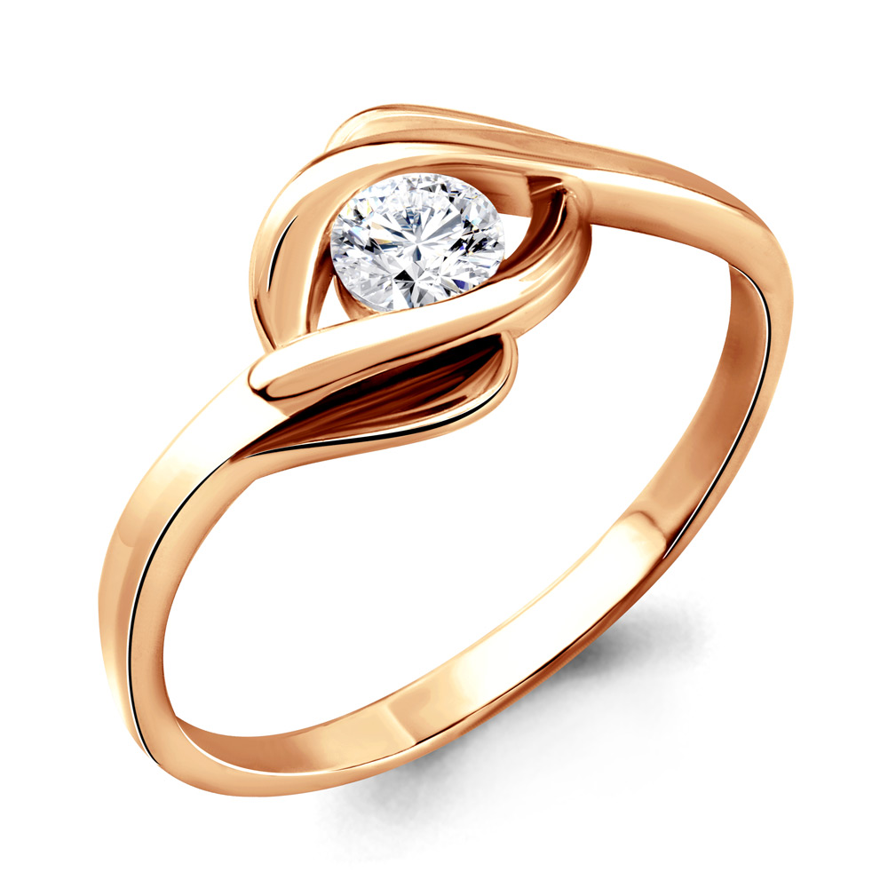 Inel din aur roșu cu pietre Swarovski