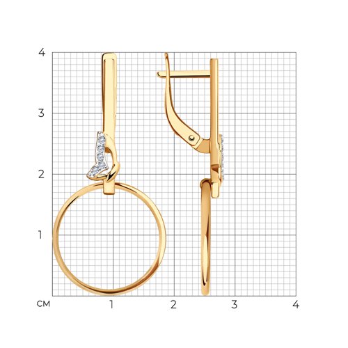 Cercei Suspendați din aur roșu cu pietre Cubic Zirconia Incolor