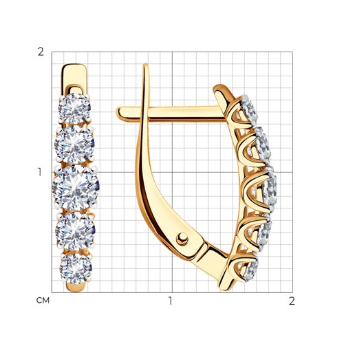 Серьги из красного золота с камнями Фианит