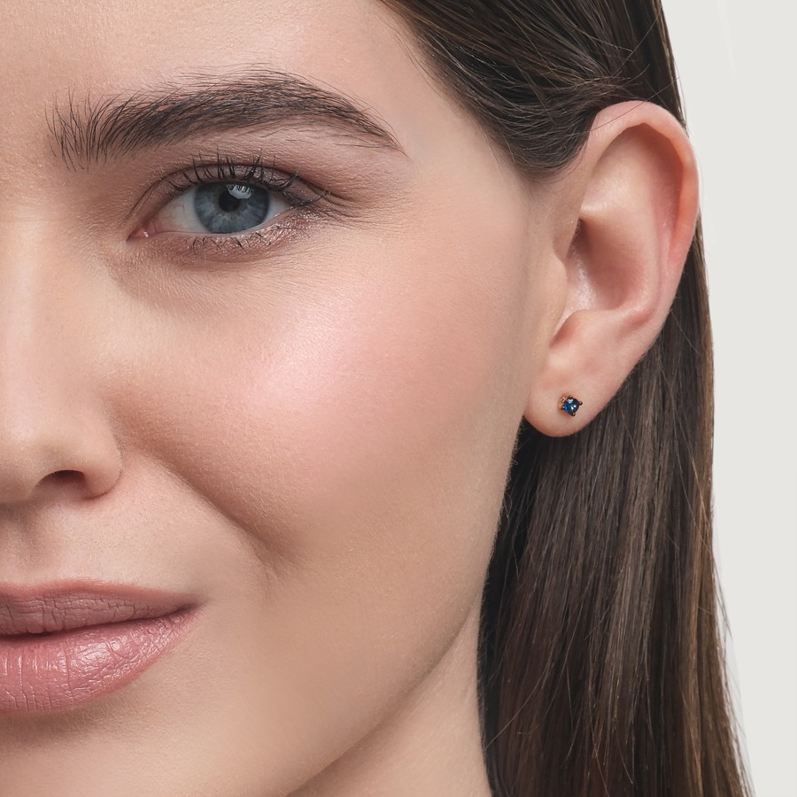 Cercei Pusete din aur roșu cu pietre Safir