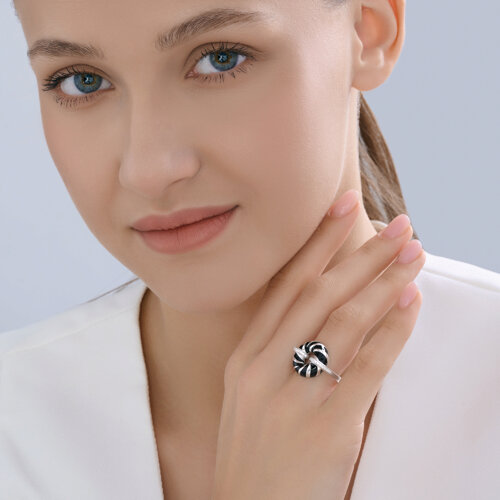 Inel din argint  cu pietre Cubic Zirconia Incolor, Emailare