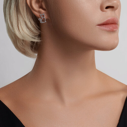 Cercei Pusete din argint  cu pietre Cubic Zirconia Incolor