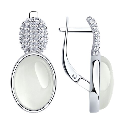 Cercei din argint  cu pietre Cubic zirconia, Piatra Lunii