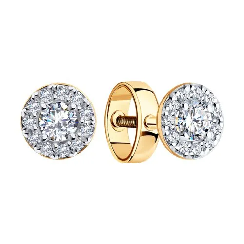 Cercei Pusete din aur roșu cu Cubic Zirconia Incolor