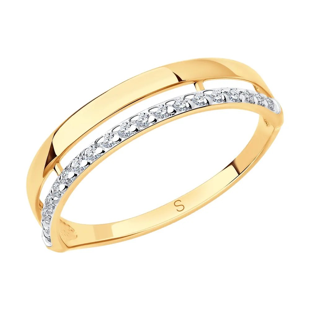 Inel din aur roșu cu Cubic Zirconia Incolor