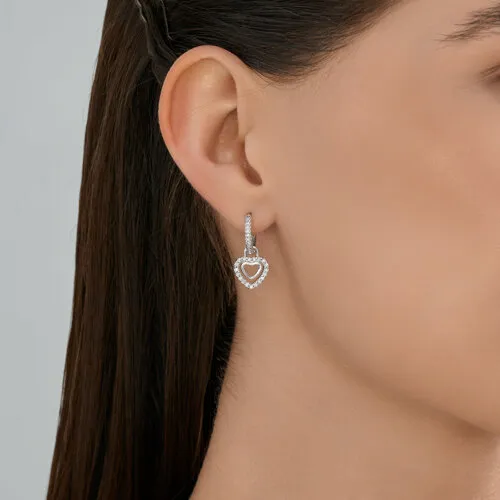 Cercei Creole din argint cu Cubic Zirconia Incolor