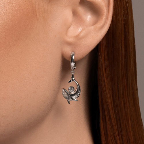 Cercei Creole din argint  cu pietre Cubic Zirconia Incolor