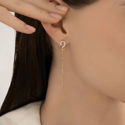 Cercei Lanț din aur roșu cu Cubic Zirconia Incolor