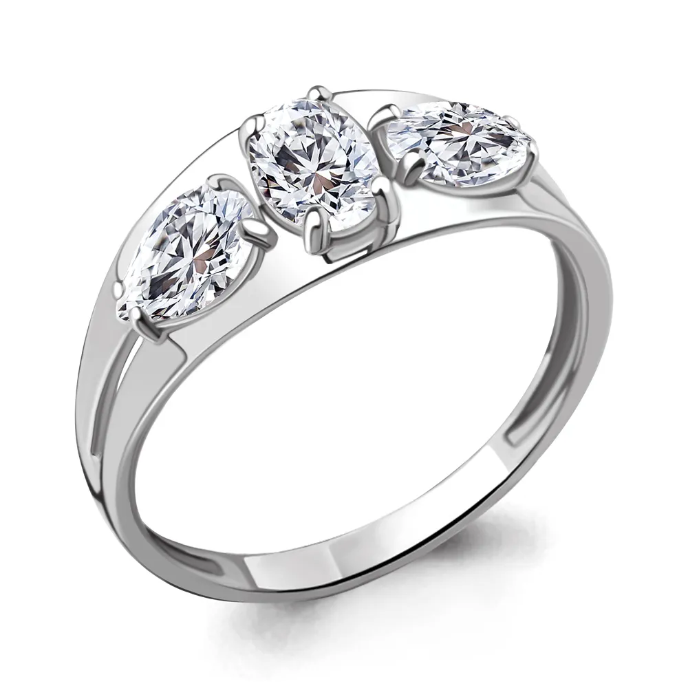 Inel din aur alb cu Cubic Zirconia Incolor