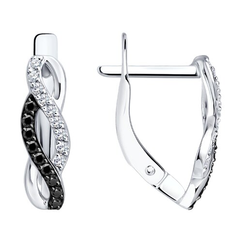 Cercei din aur alb cu pietre Cubic Zirconia Incolor, Cubic Zirconia Negru